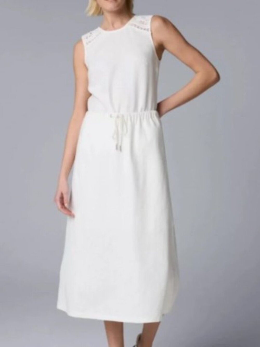 Simply Vera Vera Wang Linen Blend Bias Cut Drawstring A Line Maxi Skirt Size XL